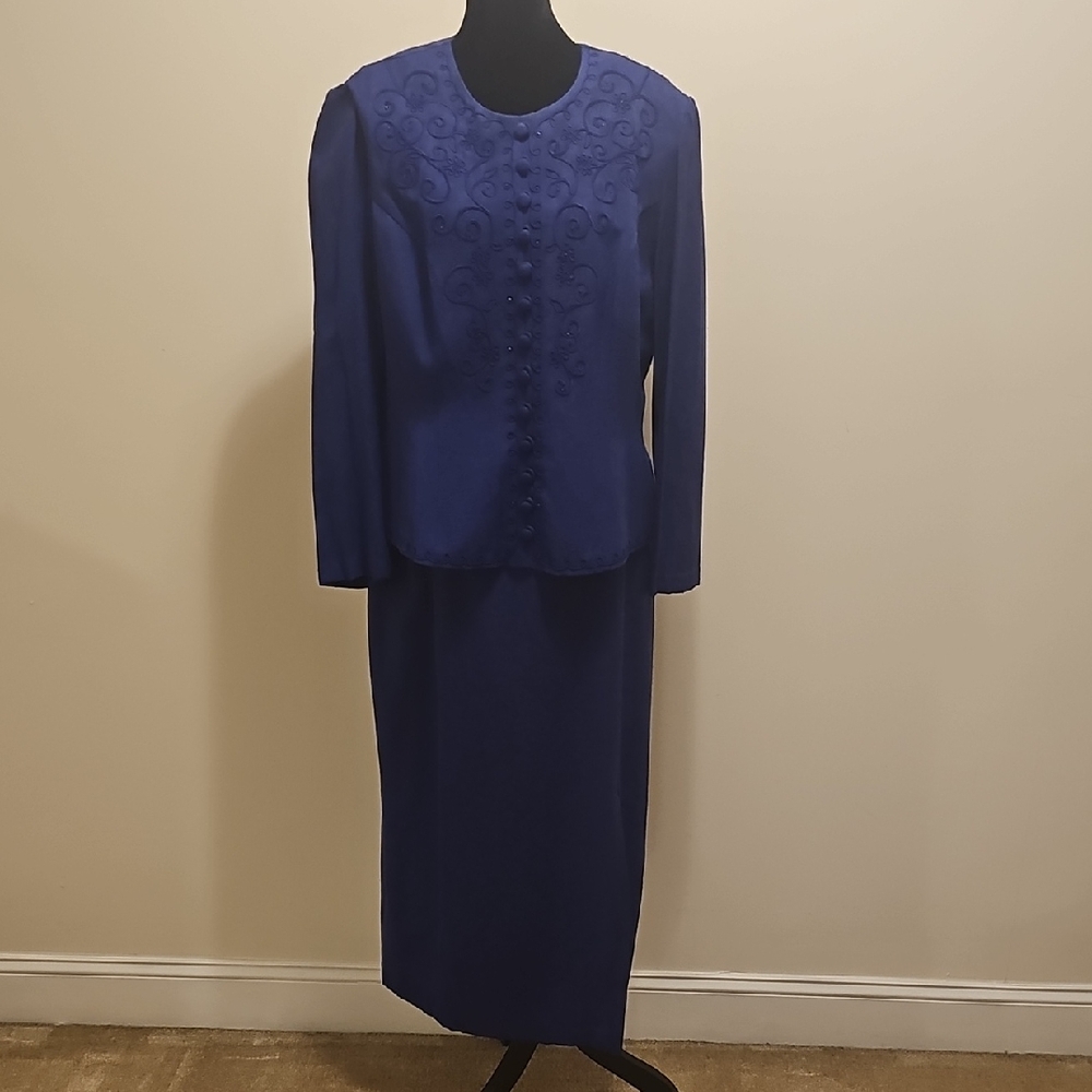 Vintage Karin Stevens Purple 1 Piece Skirt Suit Dress Size 16